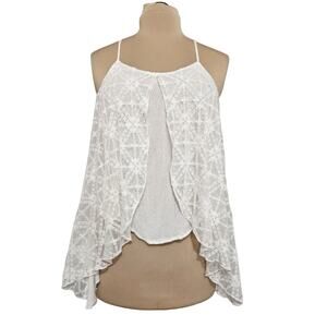 PPLA Clothing Tunic Top Racerback Cottagecore Sleeveless Boho Romantic Chic Sz L